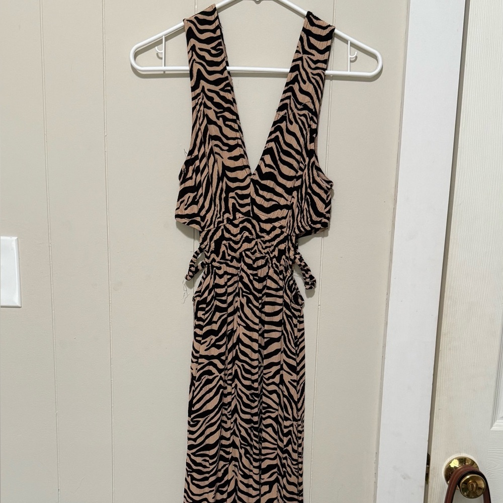 SHEIN Zebra Print Maxi Dress in Black and Tan